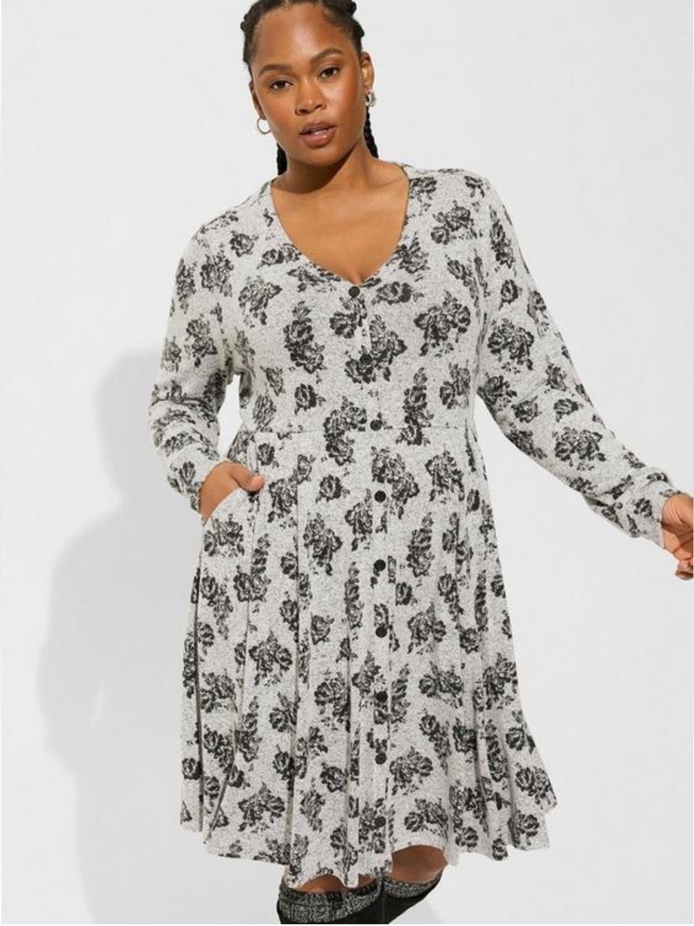 Torrid - At The Knee Hacci Front Placket Skater Dress